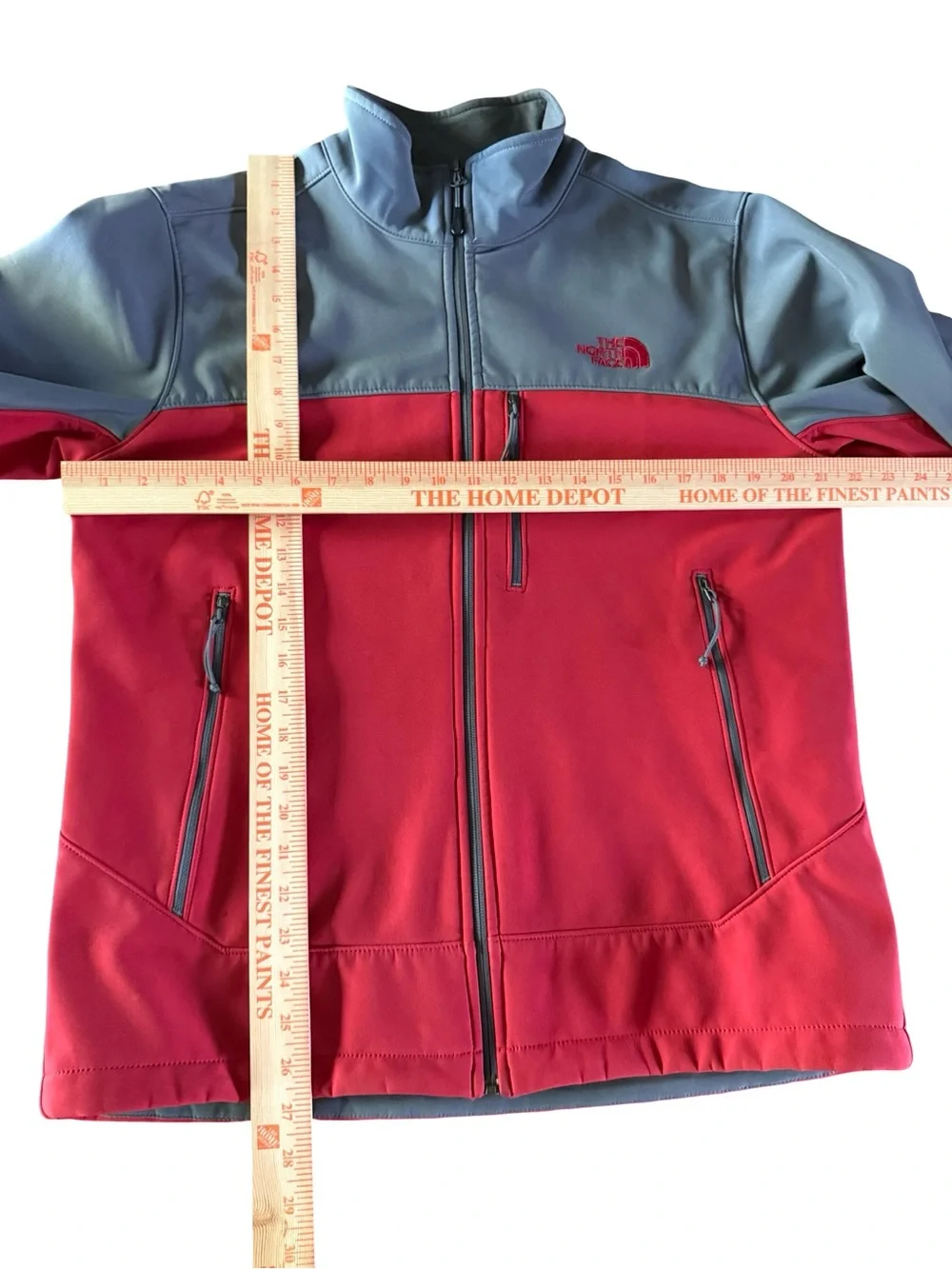 The North Face Apex Bionic Soft Shell Jacket Gray Red WindWall Full Zip Men’s M